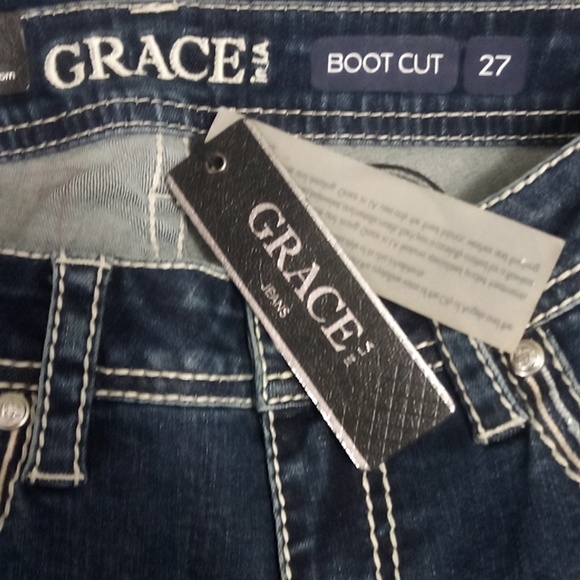 Grace in LA Women's 27 Embroidered Shimmer Boot Cut NWT - Picture 8 of 8